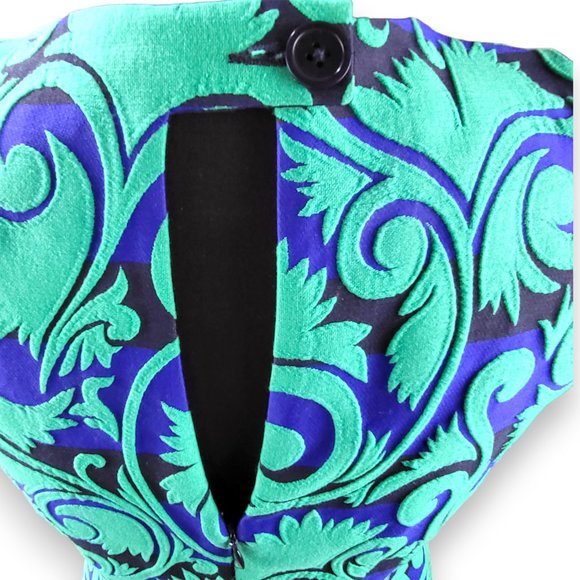 J Crew Green Blue Black A-Line Sleeveless Sheath Dress Vinyard Jacquard … - Picture 5 of 10